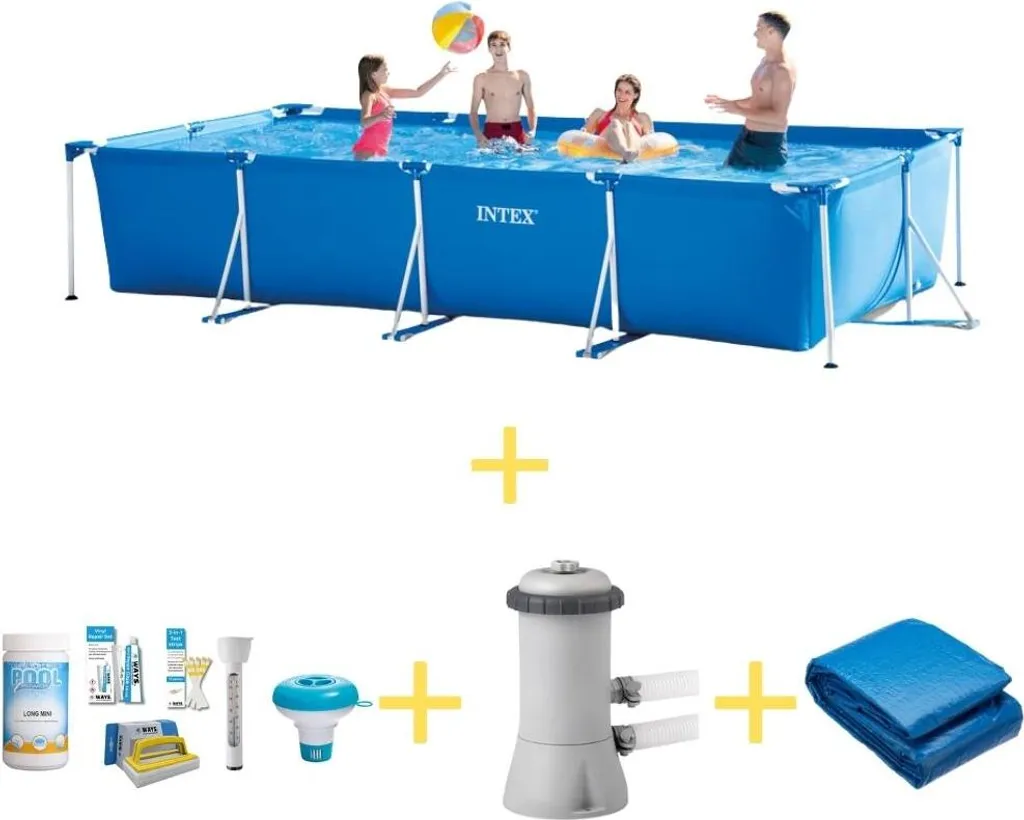 Intex Frame Pool - 450 x 220 x 84 cm - Inklusive WAYS Wartungspaket