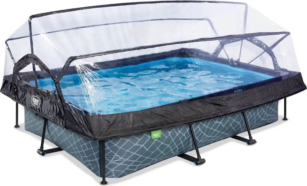 EXIT Stone Pool 300x200x65cm mit Filterpumpe und Abdeckung - grau