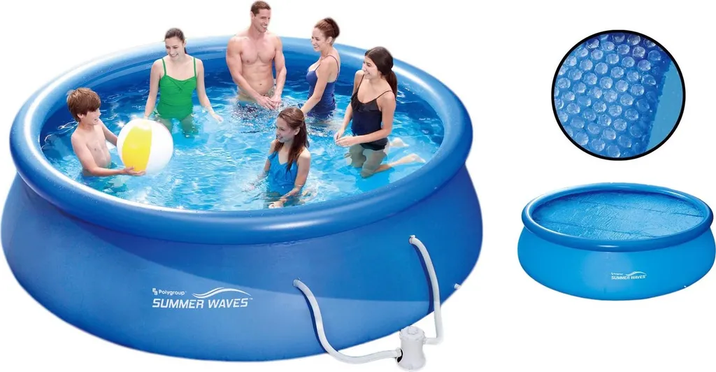 Summer Waves Fast Set Quick Up Pool 457x84cm Swimming Pool Familien Schwimmbad mit Filterpumpe + Solarfolie