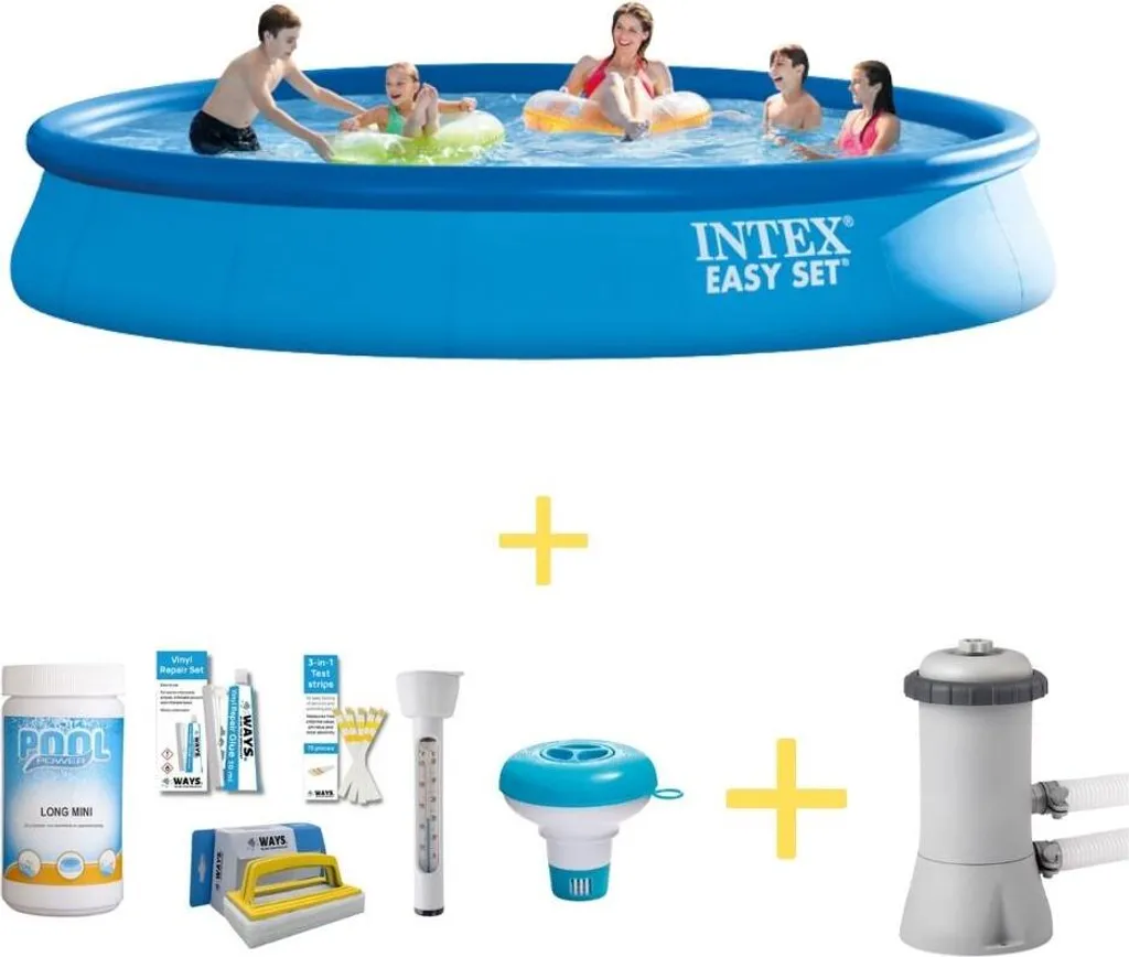Intex Easy Set Pool - 457 x 84 cm - Inklusive WAYS Wartungspaket & Filterpumpe
