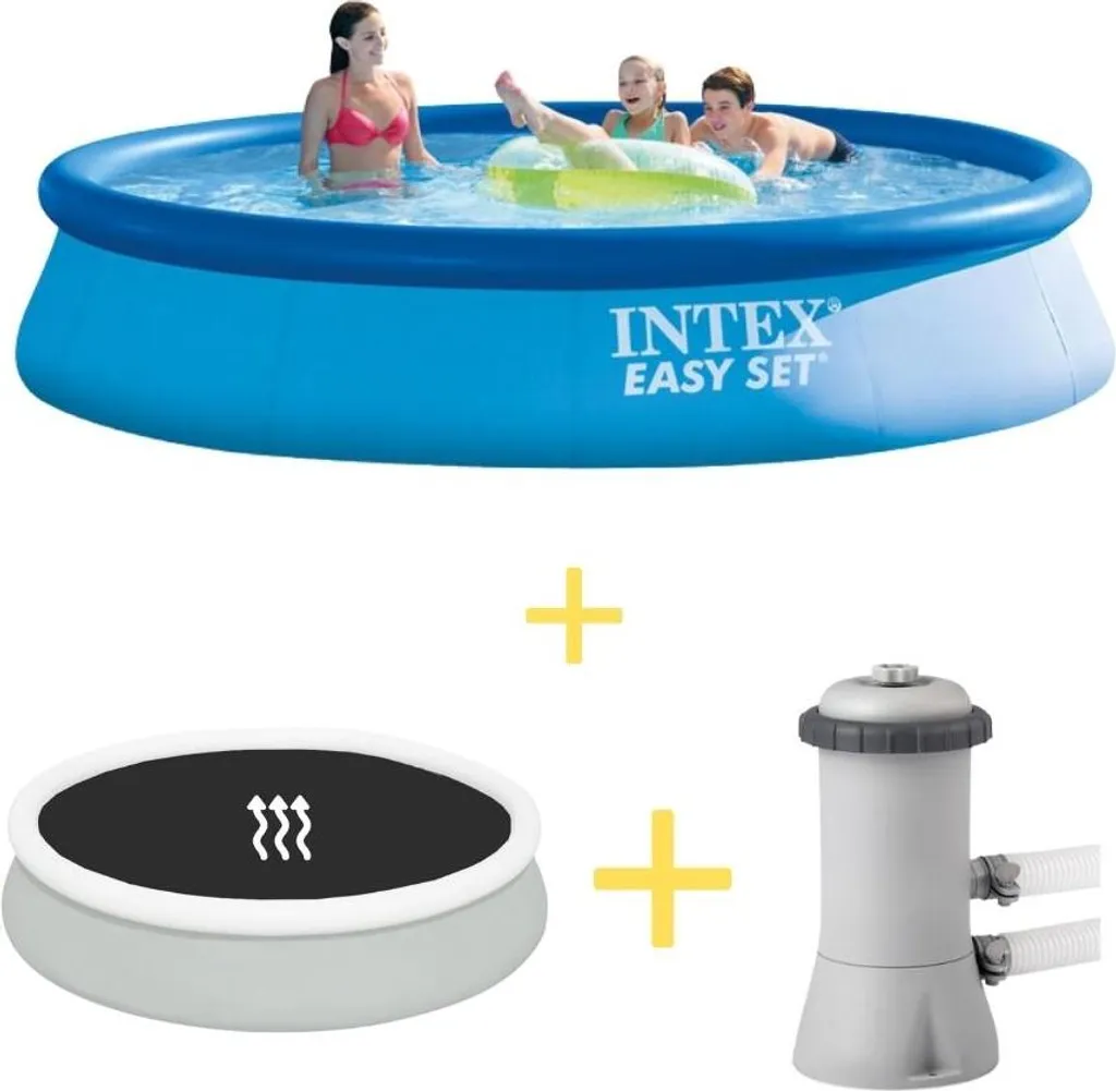 Intex Easy Set Pool - 396 x 84 cm - Inklusive Solarsegel & Filterpumpe