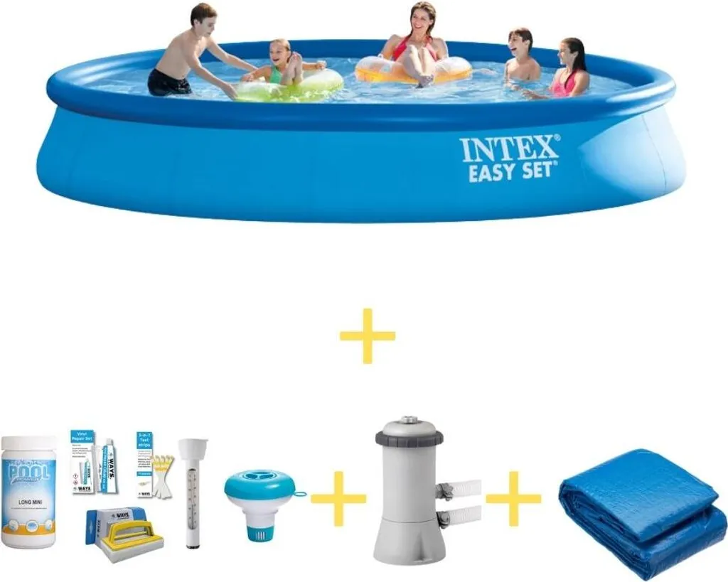 Intex Easy Set Pool - 457 x 84 cm - Inklusive WAYS Wartungspaket