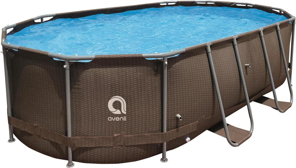 Ovaler Stahl-Super-Rattanpool 427 x 275 x 100 cm