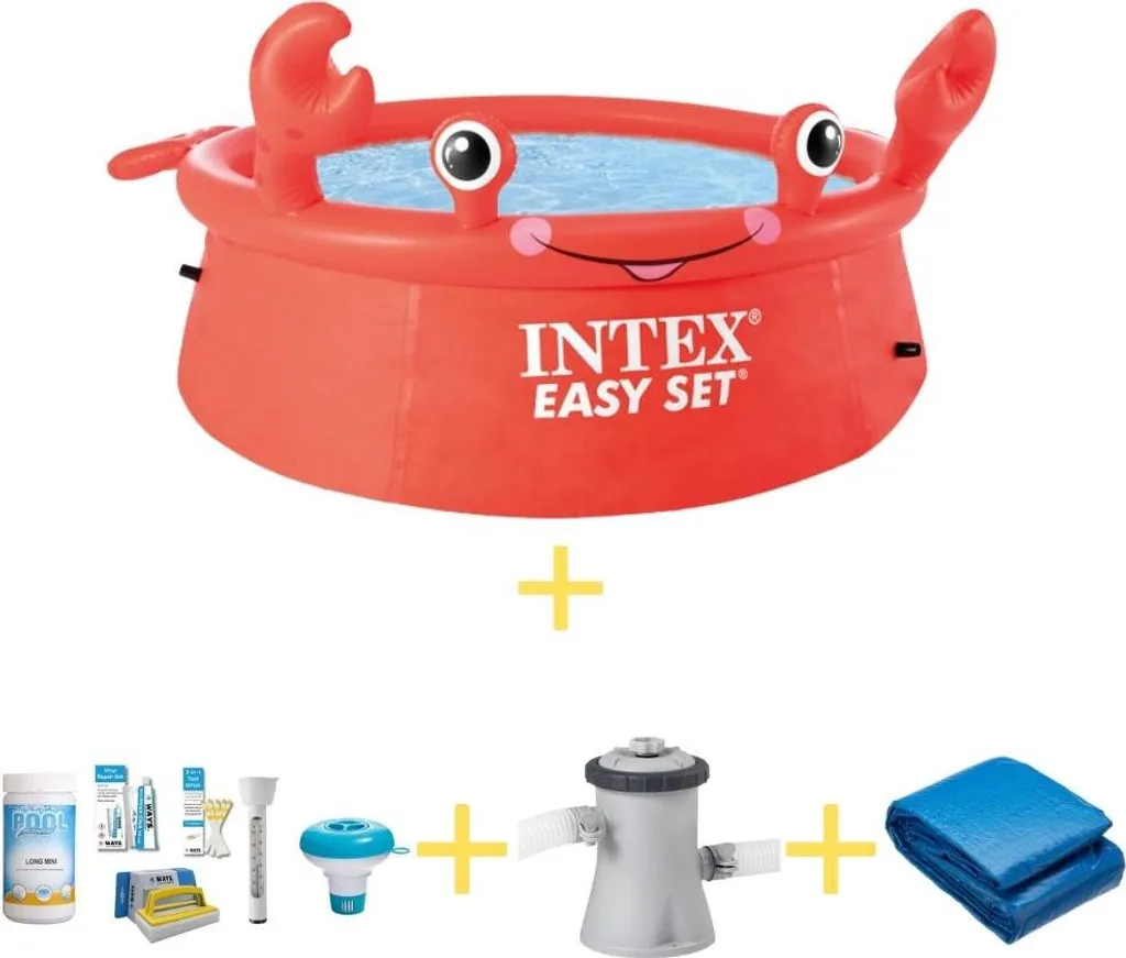 Intex Easy Set Pool - 183 cm - Krabben Edition - Inklusive WAYS Wartungspaket
