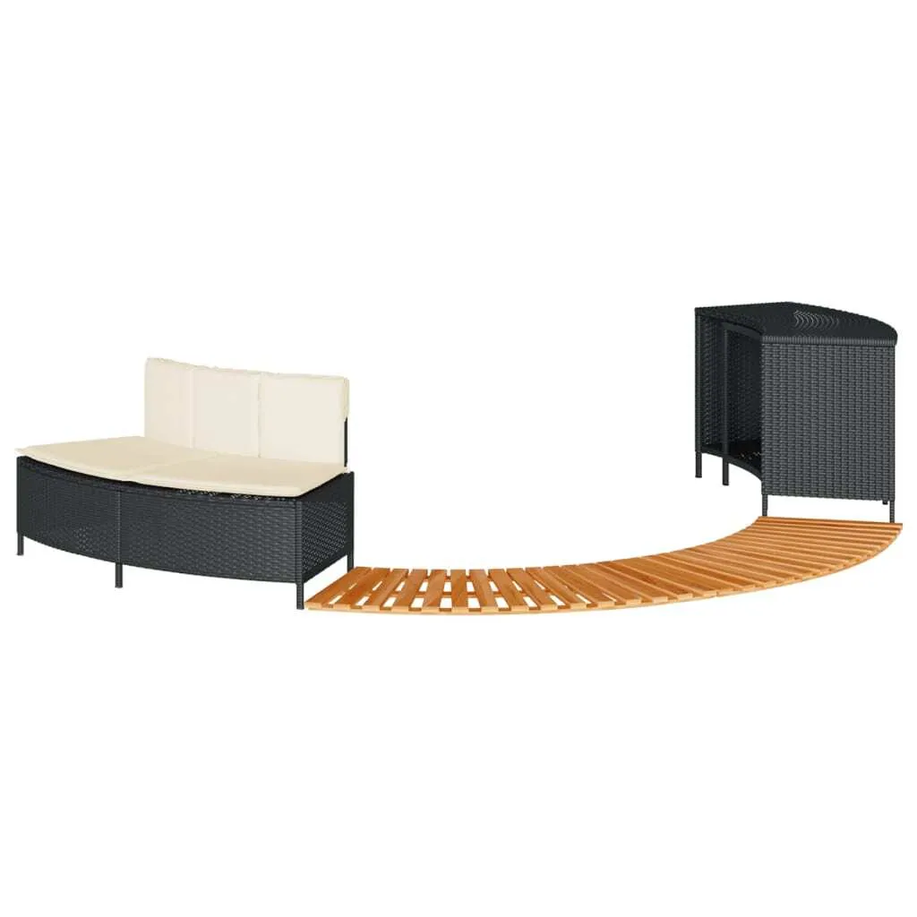vidaXL Whirlpool-Umrandung Schwarz Poly-Rattan und Massivholz Akazie