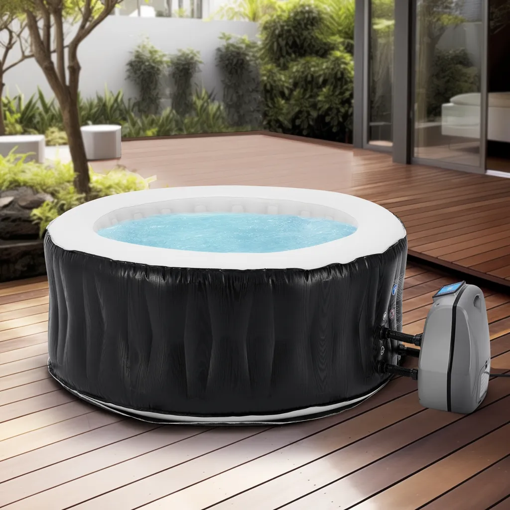 Outdoor Whirlpool aufblasbar ‘Carbone’ für 3 Personen beheizt 165 x 70 cm Schwarz